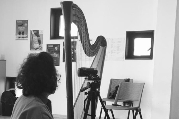 Harpe et caméra zoom